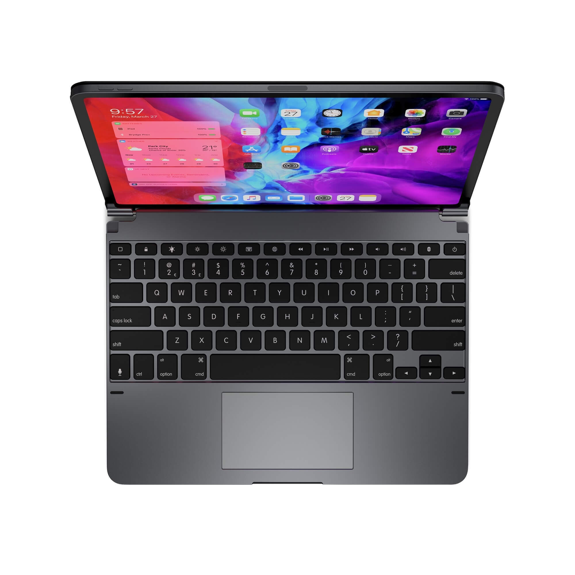 Brydge Pro Bluetooth Tastatur Mit Trackpad Ipad Pro 12 9 2018 2020 Grau Brytp6022g