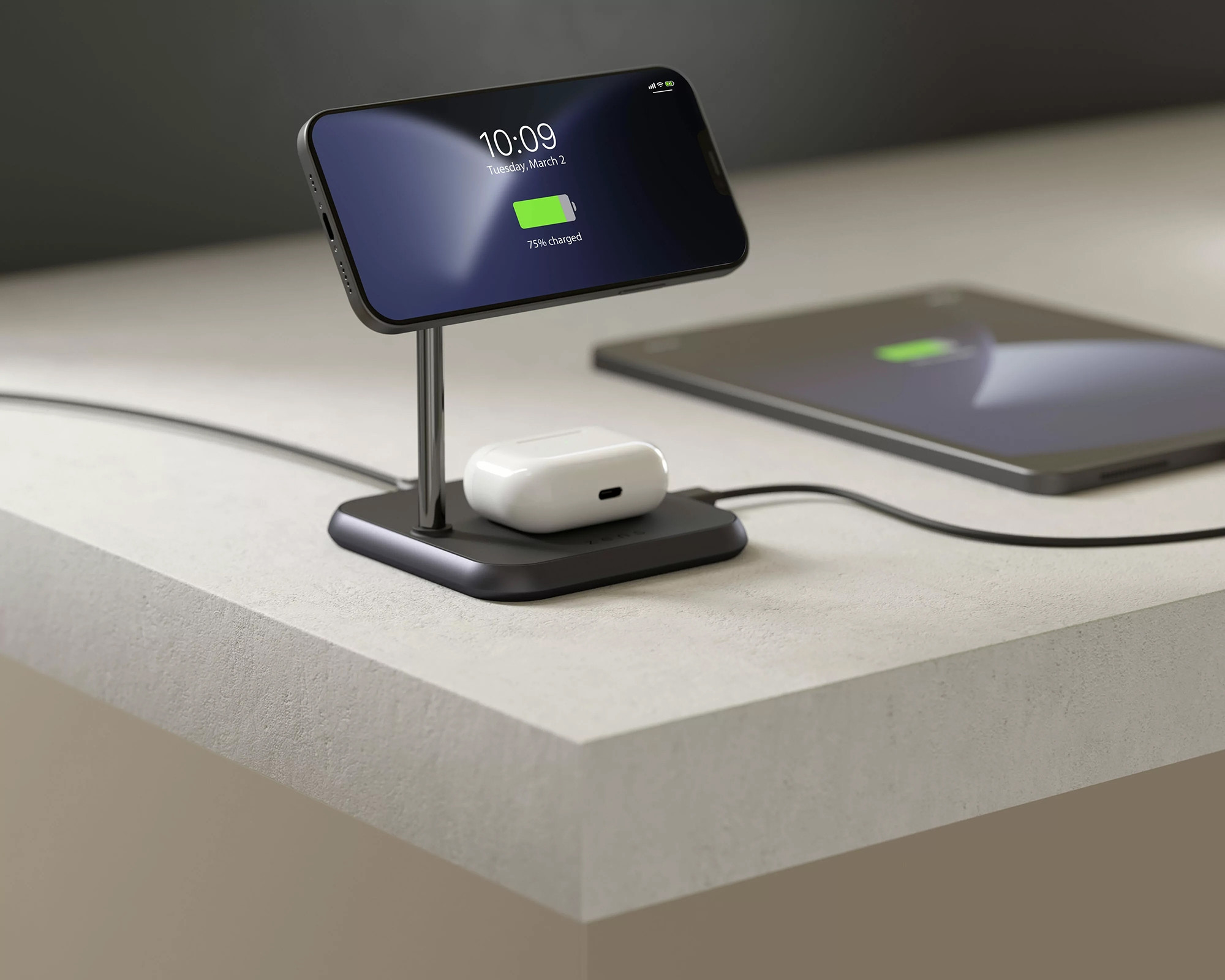 Zens Aluminium Series 3 in 1 Magnetic Wireless MagSafe Charger | Qi | schwarz | ZEDC19B/00