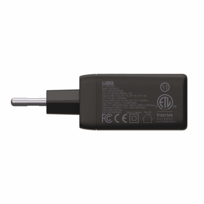 UAG Urban Armor Gear SRGE GaN Wand-Ladegerät | 65W | PD | 2x USB-C / 1x USB-A | schwarz | 9B443711V4040 UAG Urban Armor Gear SRGE GaN Wand-Ladegerät | 65W | PD | 2x USB-C / 1x USB-A | schwarz | 9B443711V4040