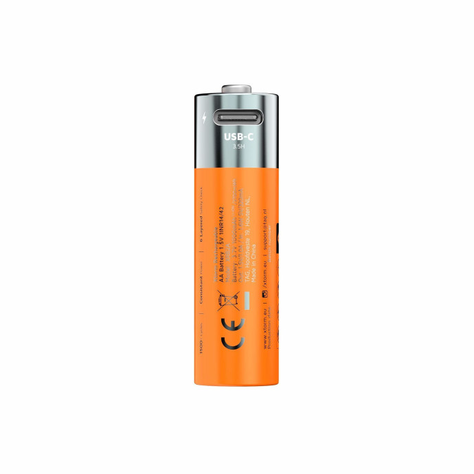 Xtorm NextGen wiederaufladbare AA Akkus | 2.200 mAh | USB-C | 4er Pack | orange | XNG2AB4