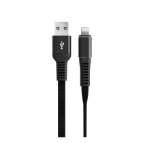 LEBA NoteCable geflochtenes MFI Flachkabel | USB-A auf Lightning | 18W | 0,5m | schwarz | bulk | NCABLE-LE-UA-8P-0.5M