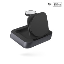 Zens Aluminium Series Wireless Nightstand Charger Pro 2 + Watch mit Netzteil 20W | 15W | Qi2 | schwarz | ZEDC28B/00