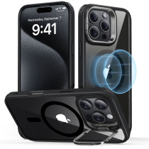 ESR Classic Hybrid HaloLock Case mit Stash Stand | Apple iPhone 16 Pro | transparent/schwarz | 1A7490202