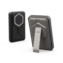 UAG Urban Armor Gear SRGE Rugged Powerbank Magnetic Wireless Charger mit Standfunktion | 1x 20W USB-C & 1x 10W | 10.000 mAh | Qi | schwarz/titan | 9B4411114036
