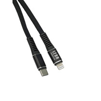 LEBA NoteCable geflochtenes MFI Flachkabel | USB-C auf Lightning | 36W | 1,2m | schwarz | bulk | NCABLE-LE-UC-8P-1.2M