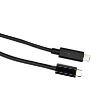 LEBA NoteCable MFI Rundkabel | USB-C auf Lightning | LED-Anzeige | 18W | 1,2m | schwarz | bulk | NCABLE-LE-UC-8PL-1.2