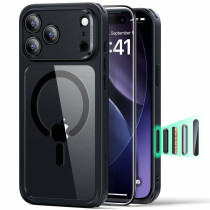 ESR Set bestehend aus Classic Hybrid HaloLock Case mit Kamerasteuerung Taste & Tempered-Glass Displayschutz | Apple iPhone 17 Pro Max | transparent/schwarz | 1A89200201