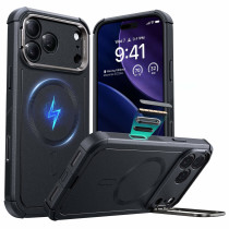 ESR Cyber Tough HaloLock Case mit Kamerasteuerung Taste & Stash Stand | Apple iPhone 17 Pro | schwarz | 1A88100101