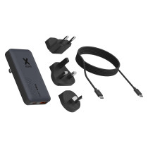 Xtorm TravelPro GaN3 Ultra Wand-Ladegerät Set | 65W / PD / 1x USB-C / 1x USB-A | Austauschbare Stecker / 1m 100W USB-C Kabel / Reisetasche | schwarz | XTPC065