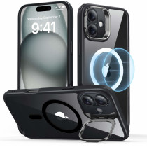 ESR Classic Hybrid HaloLock Case mit Stash Stand | Apple iPhone 16 | transparent/schwarz | 1A7470202