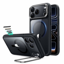 ESR Classic Hybrid Magnet Case mit Kamerasteuerung Taste & Stash Stand | Apple iPhone 18 Pro Max/17 Pro Max | transparent/schwarz | 1A91000202