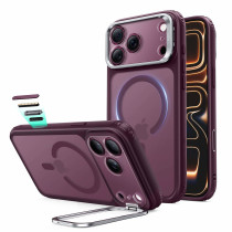 ESR Classic Hybrid Magnet Case mit Kamerasteuerung Taste & Stash Stand | Apple iPhone 18 Pro/17 Pro | frosted deep burgundy (transparent) | 1A90900402