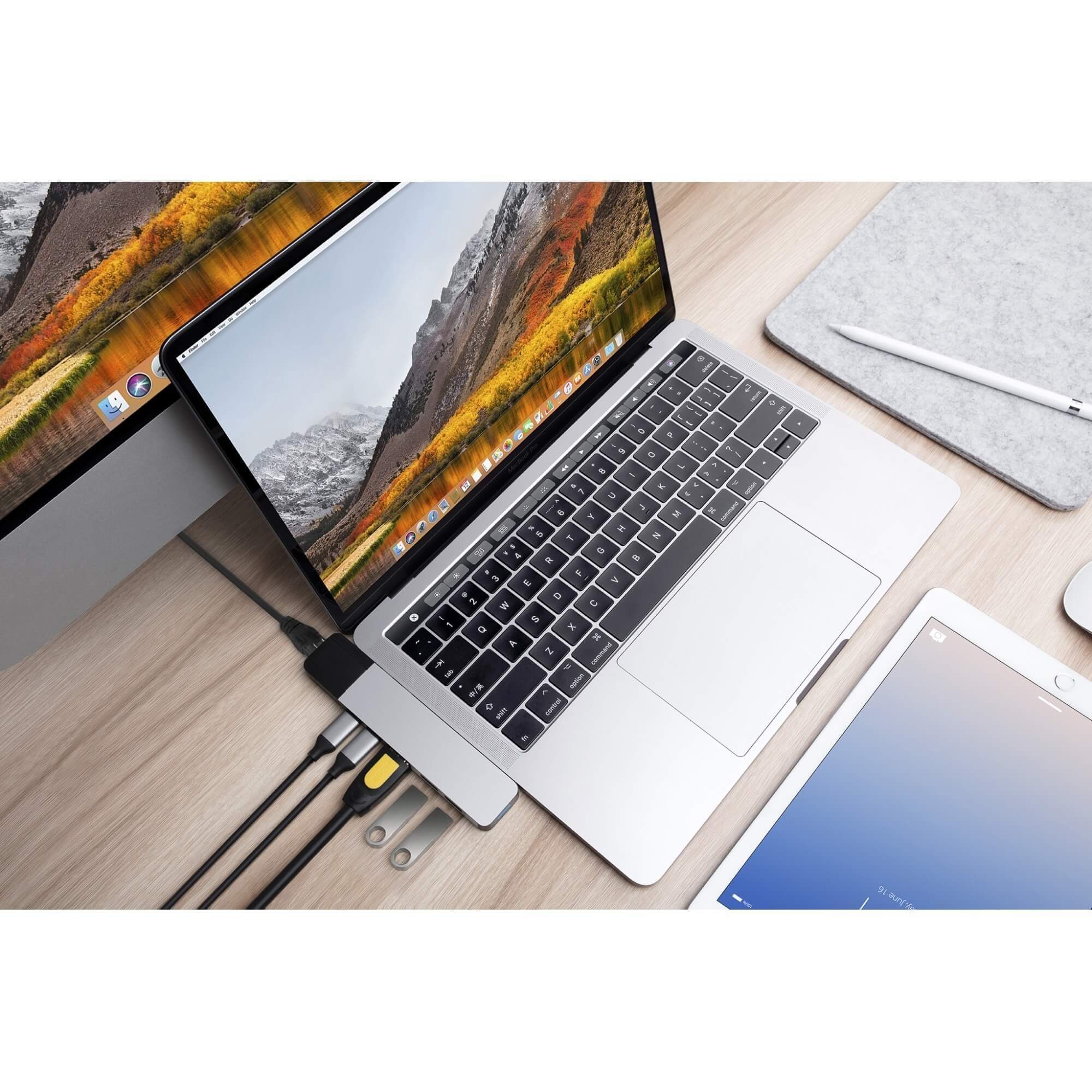 Hyperdrive Net Hub 6 In 2 Apple Macbook Pro 13 15 16 2016 2019 Silver Gn28n Silver Usb Hubs Connectivity Mac Pc