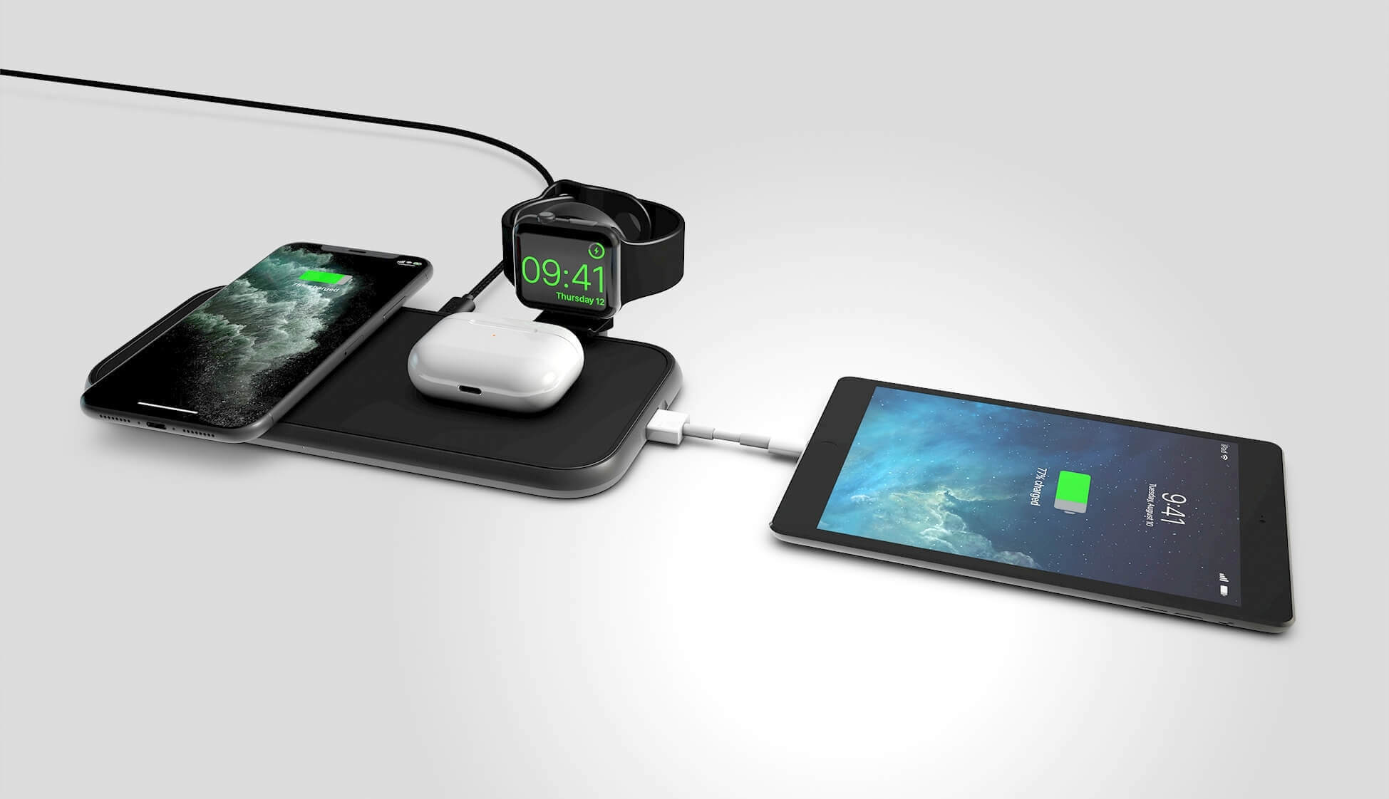 Zens Aluminium Series Dual + Watch (incl. Watch Cable) + USB | 45W | Qi |  black | ZEDC14B/00