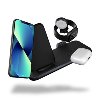Zens Aluminium Series 4 in 1 Stand Wireless Charger + Watch incl. USB-C Power Adapter 45W | 2x 10W | Qi | black | ZEDC15B/00