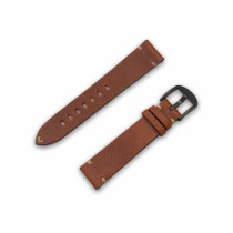 JT Berlin Watchband Alex II Vintage | Universal 20mm wide | brown - stainless steel space black | M | 10847