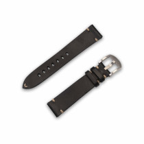 JT Berlin Watchband Alex II Vintage | Universal 20mm wide | black - stainless steel | M | 10844