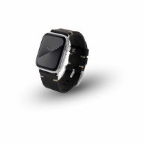 JT Berlin Watchband Alex II Vintage | Apple Watch Ultra/44/45/46mm | black - Aluminium silver | M | 10826