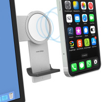 smart things PhoneBase Monitor Holder & MagSafe Wireless Charger | 15W | Qi | silver | s47
